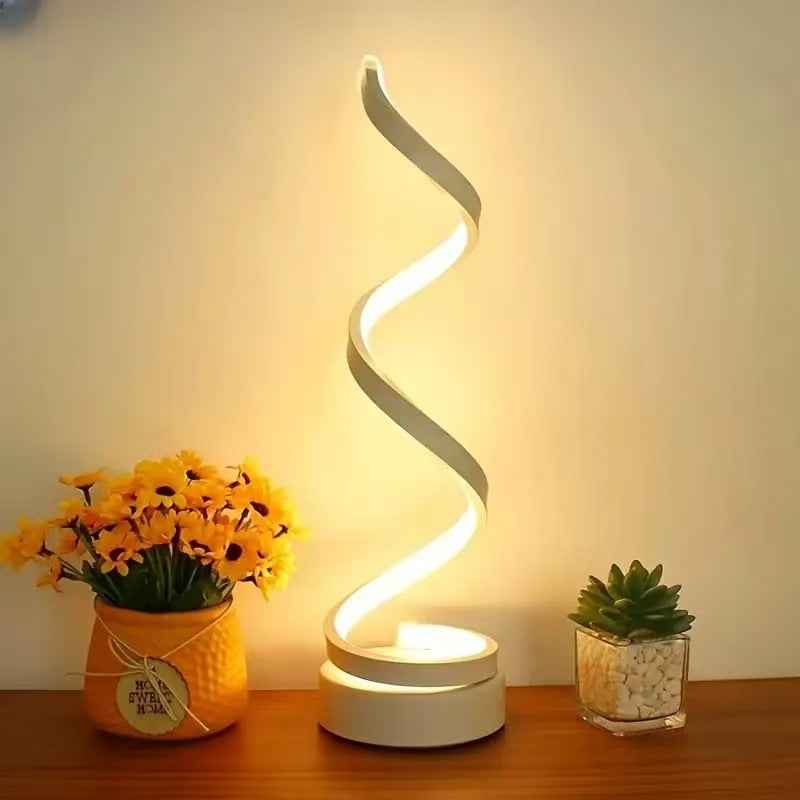 USB Powered Spiral Desk Lamp With Adjustable LED Lighting Black Or White
